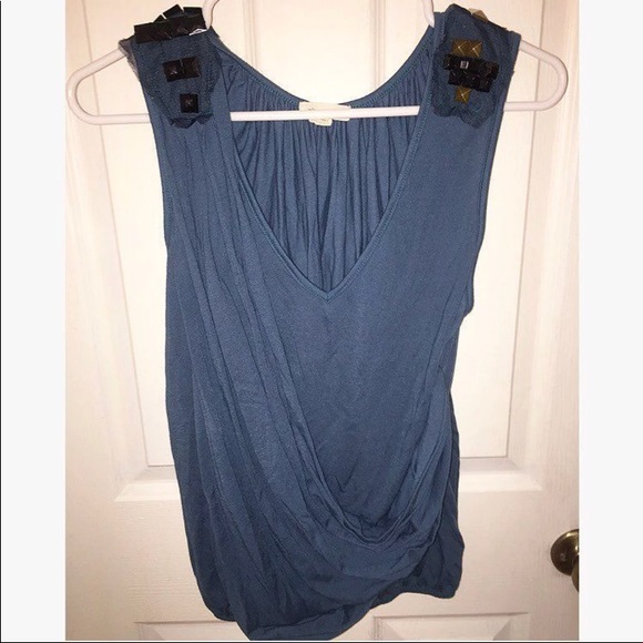 Silence + Noise Teal Studded Drape Top Hipster Mod - Picture 2 of 4